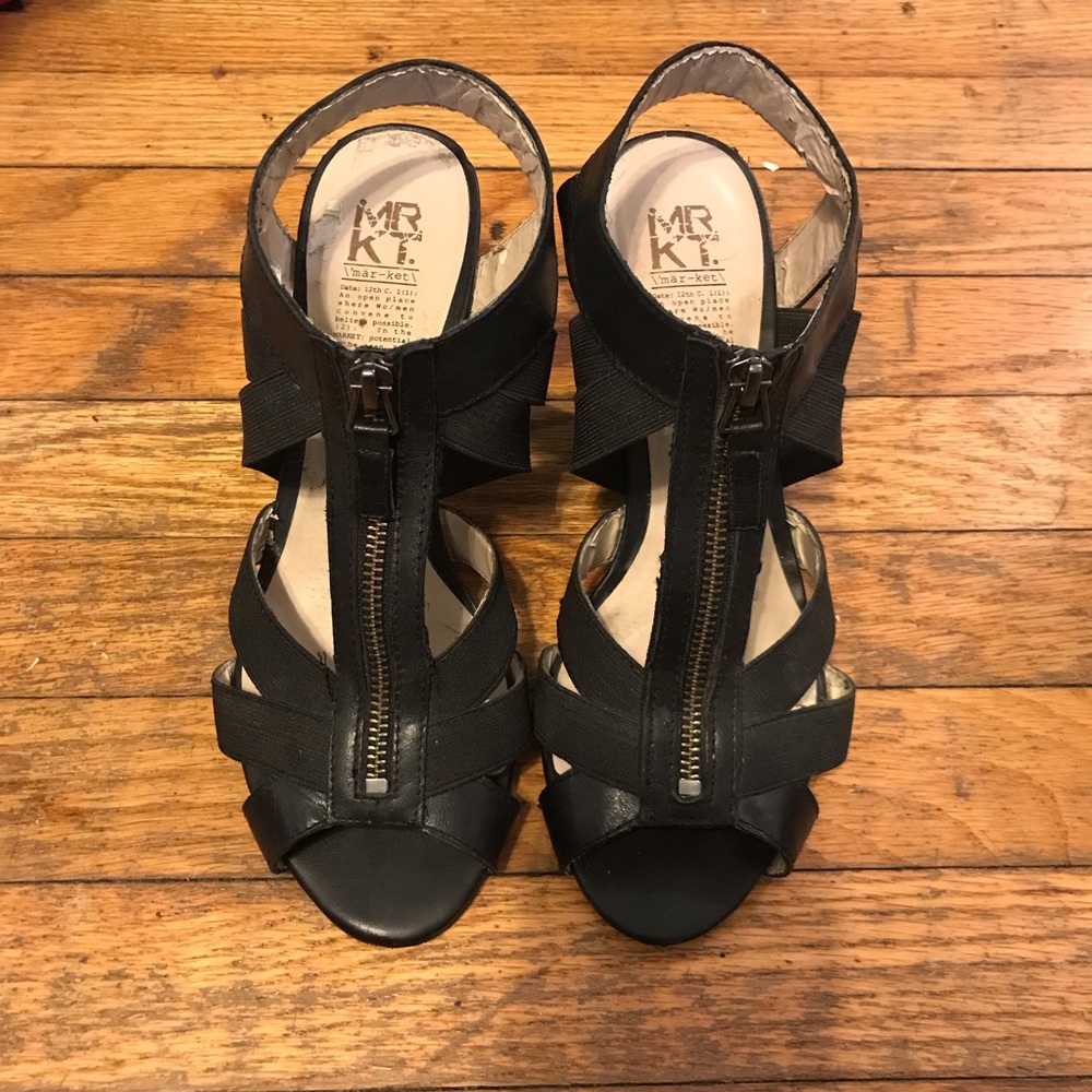 strappy black sandals Sz: 9 Anthropologie - Picture 2 of 5